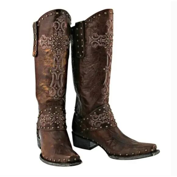 Old Gringo Krusts In Vesuvio Brass Studded Leather Western...